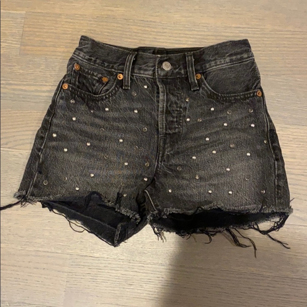 Levi’s black wedgie short with rhinestone studs
